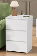 "Modern black 3 drawer dresser cabinet with USB charging station"

"White bedroom dresser cabinet with deep storage drawers"

"Bedroom scene with black 3 drawer storage chest"

"Minimalist white dresser cabinet for bedrooms"

"USB charging port feature on 3 drawer dresser cabinet"