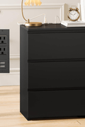 "Modern black 3 drawer dresser cabinet with USB charging station"

"White bedroom dresser cabinet with deep storage drawers"

"Bedroom scene with black 3 drawer storage chest"

"Minimalist white dresser cabinet for bedrooms"

"USB charging port feature on 3 drawer dresser cabinet"