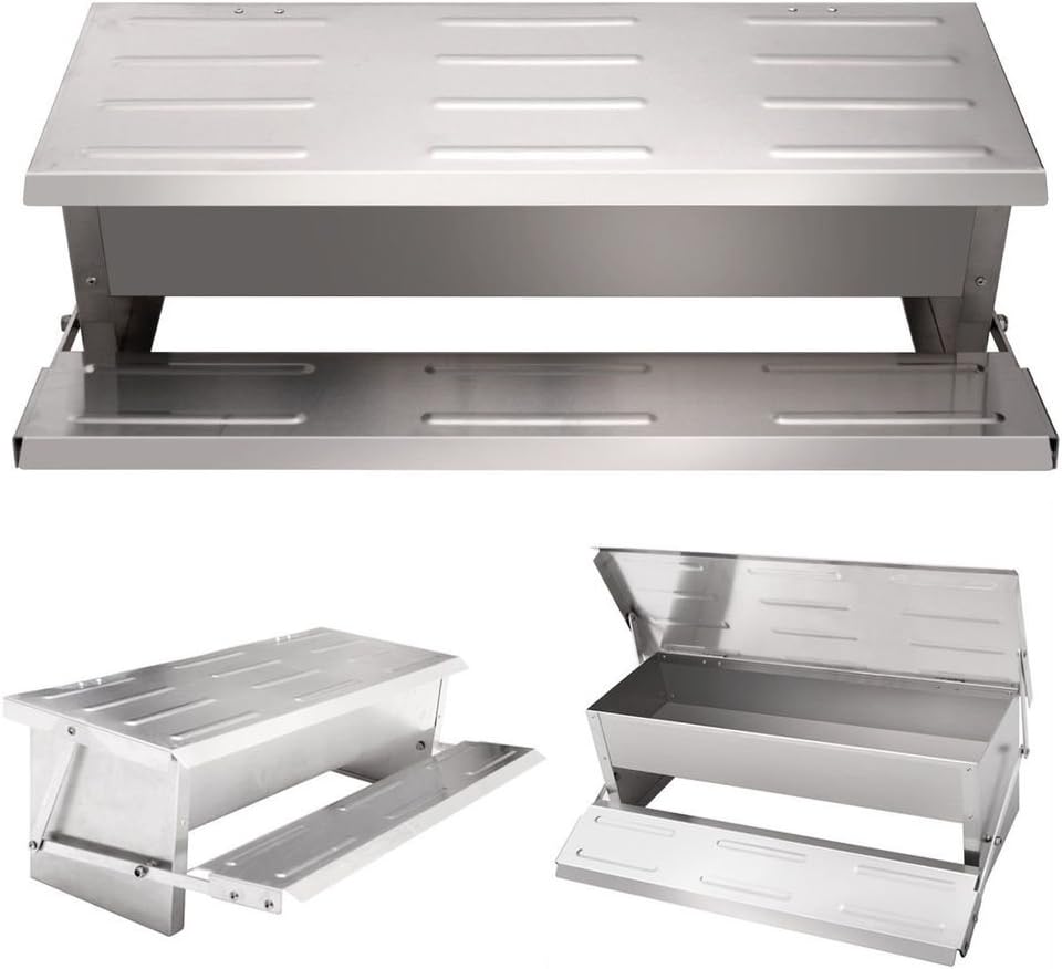 New 3 Ft Automatic Chicken Feeder – 22 lb / 10 kg Self - Opening Treadle Feeder for Poultry 823418 - with | Sold by Uncle Wiener's Wholesale