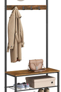 New 3 - in - 1 Hall Tree Coat Rack with Shoe Storage Bench – Entryway Organizer with Steel Frame S1322 - with | Sold by Uncle Wiener's Wholesale