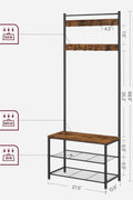 New 3 - in - 1 Hall Tree Coat Rack with Shoe Storage Bench – Entryway Organizer with Steel Frame S1322 - with | Sold by Uncle Wiener's Wholesale