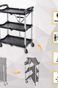 New 3 - Layer Folding Collapsible Service Cart ��� Portable Utility Trolley with Wheels 525607 - with | Sold by Uncle Wiener's Who