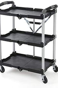 New 3 - Layer Folding Collapsible Service Cart ��� Portable Utility Trolley with Wheels 525607 - with | Sold by Uncle Wiener's Who