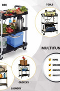 New 3 - Layer Folding Collapsible Service Cart ��� Portable Utility Trolley with Wheels 525607 - with | Sold by Uncle Wiener's Who