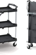 New 3 - Layer Folding Collapsible Service Cart ��� Portable Utility Trolley with Wheels 525607 - with | Sold by Uncle Wiener's Who