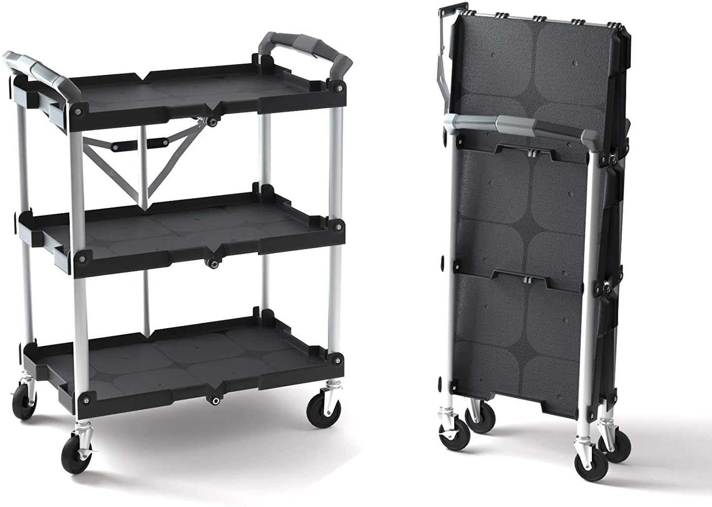 New 3 - Layer Folding Collapsible Service Cart ��� Portable Utility Trolley with Wheels 525607 - with | Sold by Uncle Wiener's Who