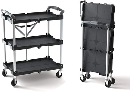 New 3 - Layer Folding Collapsible Service Cart ��� Portable Utility Trolley with Wheels 525607 - with | Sold by Uncle Wiener's Who