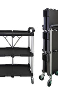 New 3 - Layer Folding Collapsible Service Cart ��� Portable Utility Trolley with Wheels 525607 - with | Sold by Uncle Wiener's Who