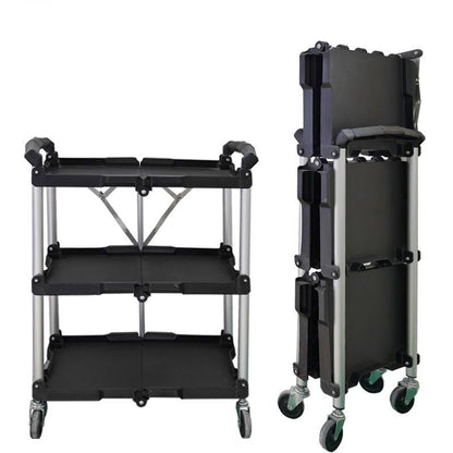 New 3 - Layer Folding Collapsible Service Cart ��� Portable Utility Trolley with Wheels 525607 - with | Sold by Uncle Wiener's Who
