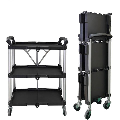 New 3 - Layer Folding Collapsible Service Cart ��� Portable Utility Trolley with Wheels 525607 - with | Sold by Uncle Wiener's Who
