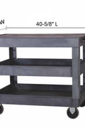 3-Layer Heavy Duty Utility Cart with 500 lbs Capacity and Rolling Wheels for Industrial Storage Use
