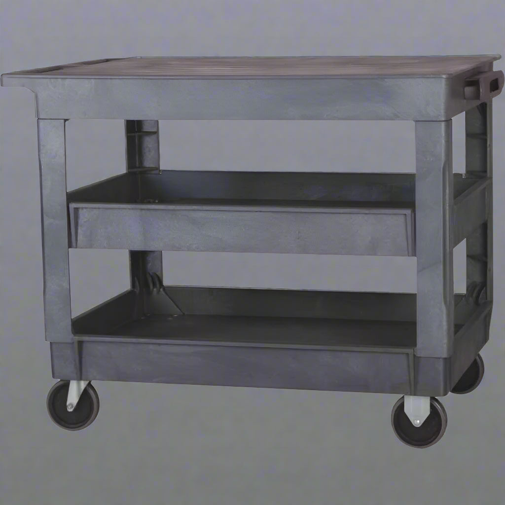 3-Layer Heavy Duty Utility Cart with 500 lbs Capacity and Rolling Wheels for Industrial Storage Use