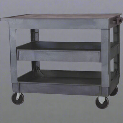 3-Layer Heavy Duty Utility Cart with 500 lbs Capacity and Rolling Wheels for Industrial Storage Use