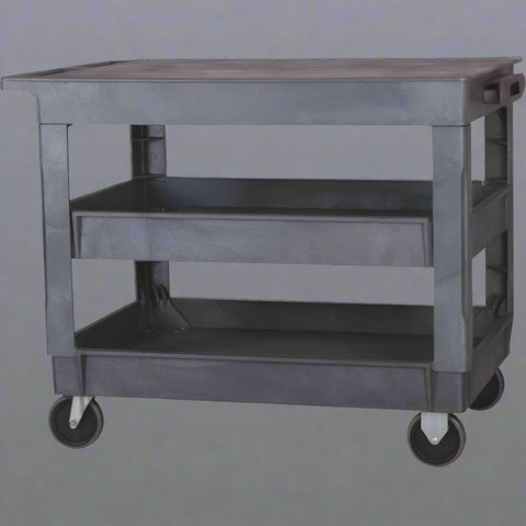 3-Layer Heavy Duty Utility Cart with 500 lbs Capacity and Rolling Wheels for Industrial Storage Use