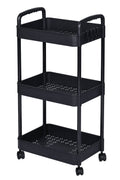 NEW 3 Layer Plastic Rolling Storage Cart Black AMPTR373 - with | Sold by Uncle Wiener's Wholesale