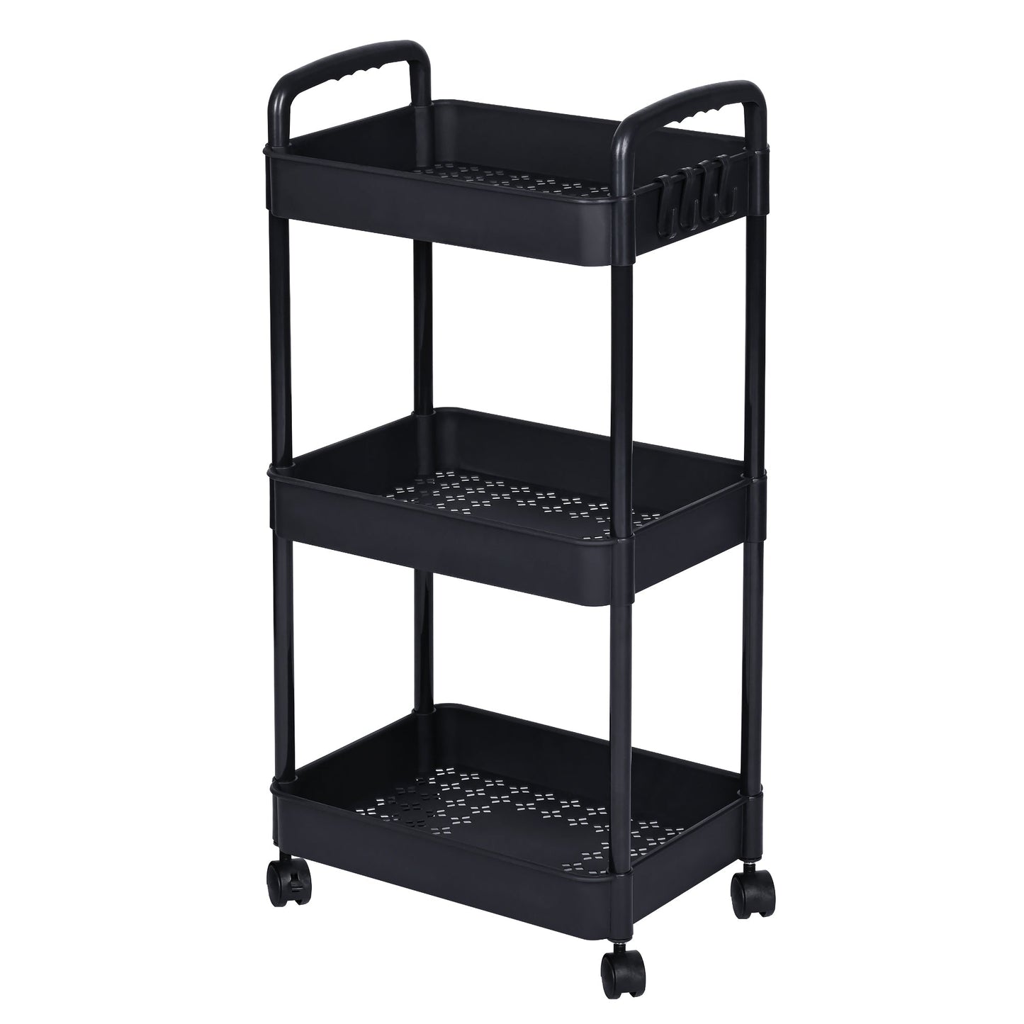 NEW 3 Layer Plastic Rolling Storage Cart Black AMPTR373 - with | Sold by Uncle Wiener's Wholesale