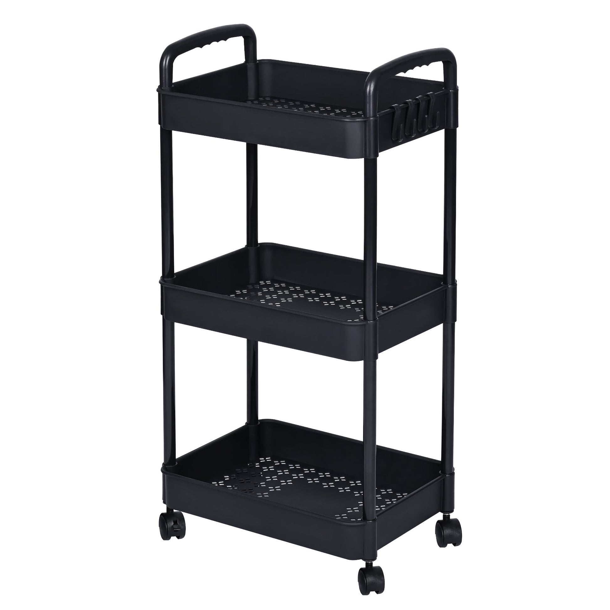 NEW 3 Layer Plastic Rolling Storage Cart Black AMPTR373 - with | Sold by Uncle Wiener's Wholesale