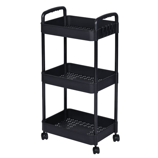NEW 3 Layer Plastic Rolling Storage Cart Black AMPTR373 - with | Sold by Uncle Wiener's Wholesale
