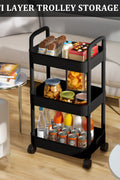 NEW 3 Layer Plastic Rolling Storage Cart Black AMPTR373 - with | Sold by Uncle Wiener's Wholesale