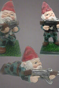 Military Garden Gnome Set – Armed with AK47, Resin 3-Pack Lawn Ornament | SKU 519318