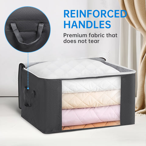 3-pack foldable clothes storage bags with clear window and handles
breathable black storage bags with zippers for bedding and clothing
closet organizer storage solution – 3-pack zippered bags