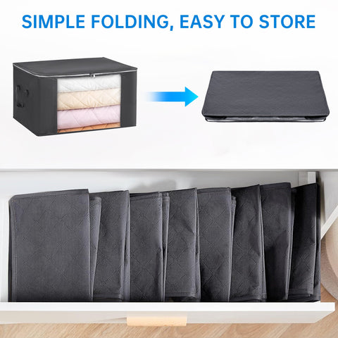 3-pack foldable clothes storage bags with clear window and handles
breathable black storage bags with zippers for bedding and clothing
closet organizer storage solution – 3-pack zippered bags