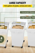 3-pack 6.6-gallon commercial food storage bins with scoops and sliding lids on caster wheels