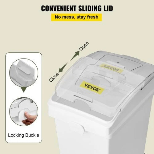 3-pack 6.6-gallon commercial food storage bins with scoops and sliding lids on caster wheels