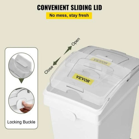 3-pack 6.6-gallon commercial food storage bins with scoops and sliding lids on caster wheels