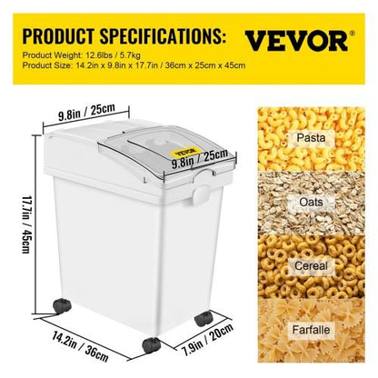 3-pack 6.6-gallon commercial food storage bins with scoops and sliding lids on caster wheels