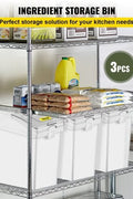 3-pack 6.6-gallon commercial food storage bins with scoops and sliding lids on caster wheels