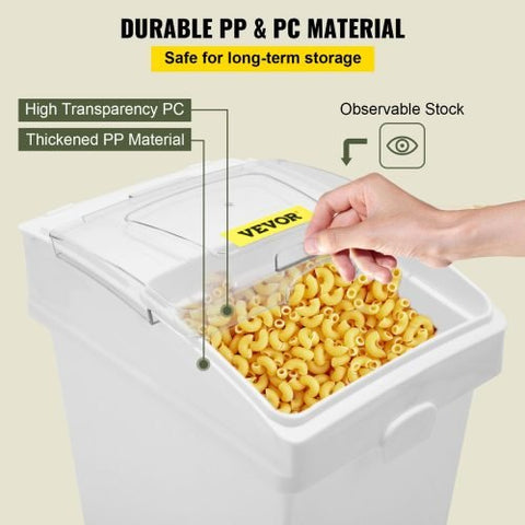 3-pack 6.6-gallon commercial food storage bins with scoops and sliding lids on caster wheels