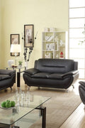 3PCS Modern Faux Leather Sofa Set – Red & Black Sofa, Loveseat, and Armchair with Chrome Legs for Contemporary Living Room