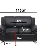 3PCS Modern Faux Leather Sofa Set – Red & Black Sofa, Loveseat, and Armchair with Chrome Legs for Contemporary Living Room