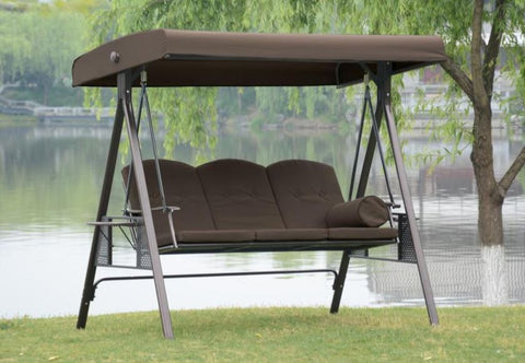 New 3 - Person Outdoor Swing with Canopy – Padded Hammock Porch Swing with Metal Frame & Gazebo Style Shade CS18006 - with | Sold by Uncle Wiener's Wholesale