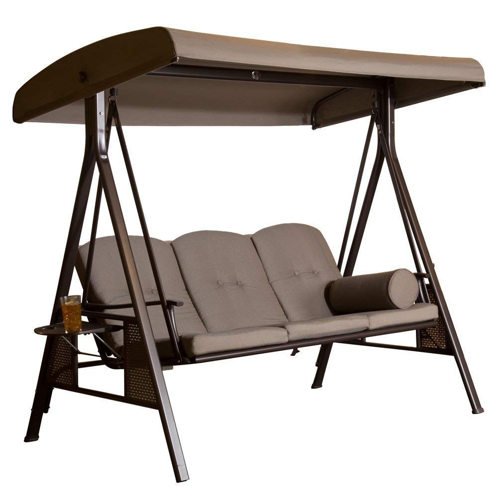 New 3 - Person Outdoor Swing with Canopy – Padded Hammock Porch Swing with Metal Frame & Gazebo Style Shade CS18006 - with | Sold by Uncle Wiener's Wholesale