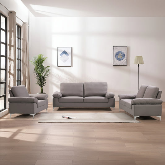 New 3 - Piece Air Fabric Sofa Set with Pillows – Modern Living Room Couch Set for Comfort & Style BT2282 - with Gray | Sold by Uncle Wiener's Wholesale
