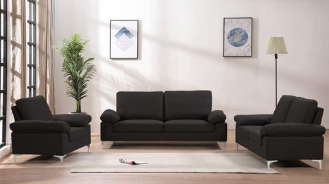 New 3 - Piece Air Fabric Sofa Set with Pillows – Modern Living Room Couch Set for Comfort & Style BT2282 - with Black | Sold by Uncle Wiener's Wholesale