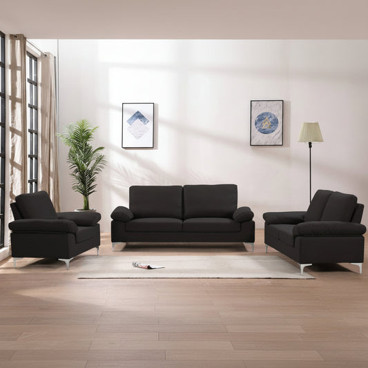 New 3 - Piece Air Fabric Sofa Set with Pillows – Modern Living Room Couch Set for Comfort & Style BT2282 - with Black | Sold by Uncle Wiener's Wholesale