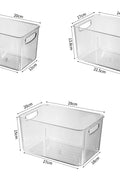 "3-piece clear pantry bin set in fridge"

"stackable food storage containers"

"kitchen organization clear plastic bins"

"bpa-free pantry organizer set"

"fridge and cabinet bin set"