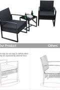 New 3 - Piece Outdoor Patio Furniture Set – Wicker Chairs & Glass - Top Table | 726616 - with | Sold by Uncle Wiener's Wholesale