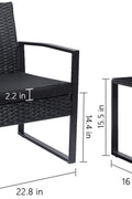 New 3 - Piece Outdoor Patio Furniture Set – Wicker Chairs & Glass - Top Table | 726616 - with | Sold by Uncle Wiener's Wholesale