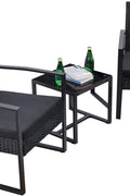 New 3 - Piece Outdoor Patio Furniture Set – Wicker Chairs & Glass - Top Table | 726616 - with | Sold by Uncle Wiener's Wholesale