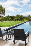 New 3 - Piece Outdoor Patio Furniture Set – Wicker Chairs & Glass - Top Table | 726616 - with | Sold by Uncle Wiener's Wholesale