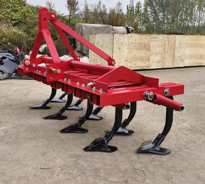 3-point hitch 6 ft tractor cultivator with 9 tines
8 ft red spring-loaded tractor tiller for soil preparation
Field-ready cultivator implement for 40-80 HP tractors