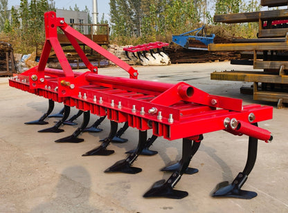 3-point hitch 6 ft tractor cultivator with 9 tines
8 ft red spring-loaded tractor tiller for soil preparation
Field-ready cultivator implement for 40-80 HP tractors