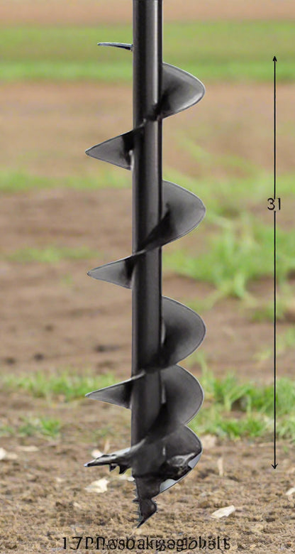 3-point tractor post hole digger in field with 12 inch auger bit
Auger attachment technical diagram showing dimensions
Close-up of 12-inch heavy-duty auger bit