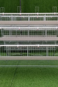 3-tier 96-bird chicken egg laying cage system front view

Side angle of poultry coop rack with metal tiers

Egg-laying chicken cage system for farms
