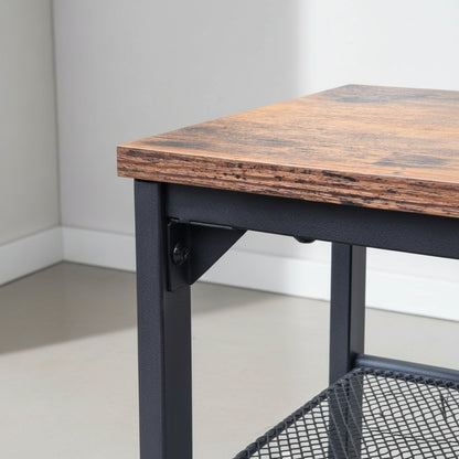 New 3 - Tier End Table with Wood Top and Steel Mesh Shelves TLET2505 - with | Sold by Uncle Wiener's Wholesale