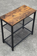New 3 - Tier End Table with Wood Top and Steel Mesh Shelves TLET2505 - with | Sold by Uncle Wiener's Wholesale